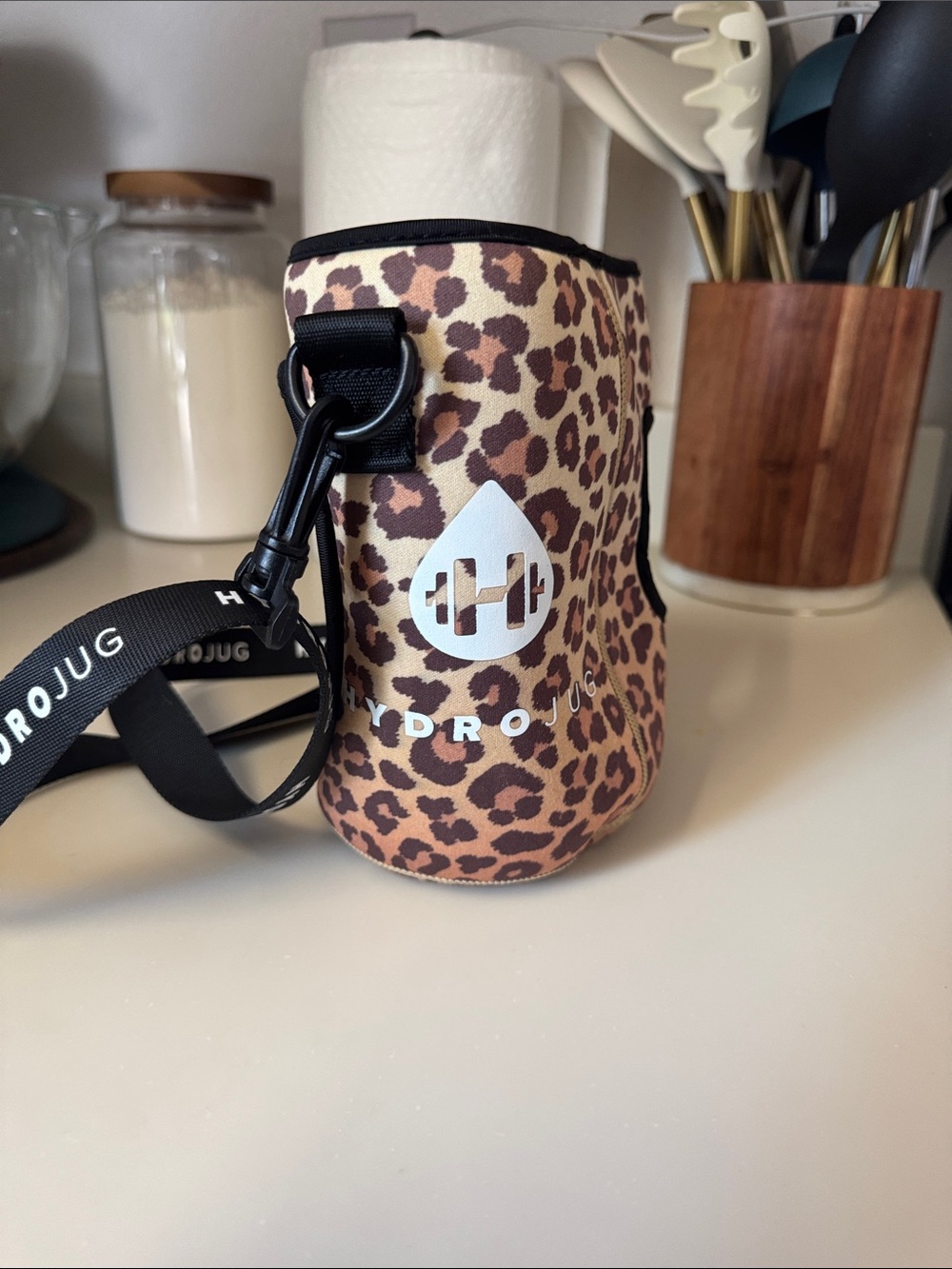 HydroJug Leopard Print Insulated Bottle Carrier - Brown/Tan